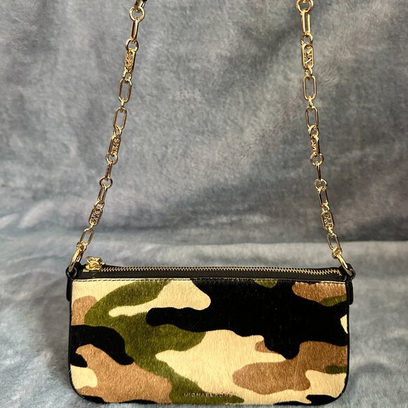 Michael Michael Kors Empire Medium Camouflage Calf Hair Chain-Link Pochette - Picture 2 of 7